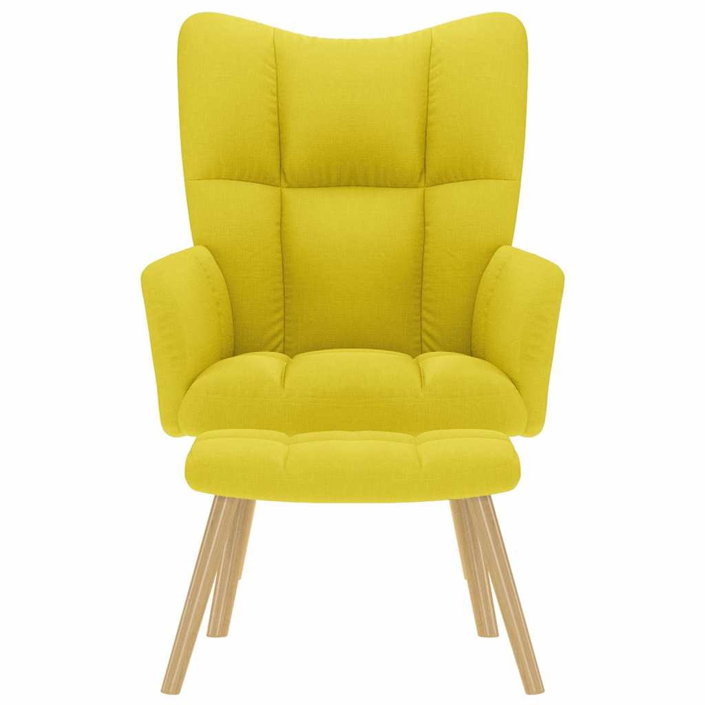 Cadeira de descanso com apoio de pés tecido amarelo-claro