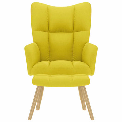 Cadeira de descanso com apoio de pés tecido amarelo-claro