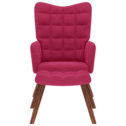 Cadeira de descanso com banco veludo vermelho tinto