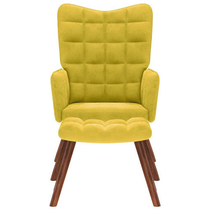 Cadeira Relaxante com Banco em Veludo Amarelo