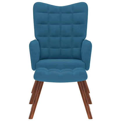 Cadeira de descanso com banco veludo azul