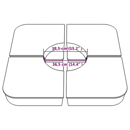 4 pcs conj. base para guarda-sol de suporte cruzado 100 kg PP