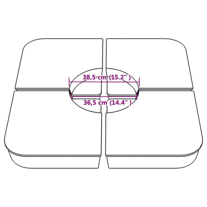 4 pcs conj. base para guarda-sol de suporte cruzado 100 kg PP