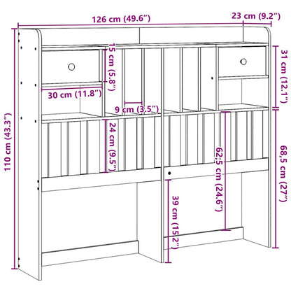Cabeceira com arrumação 120 cm pinho maciço castanho-mel