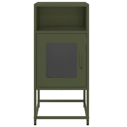 Mesa de cabeceira 36x39x78cm aço laminado a frio verde-azeitona