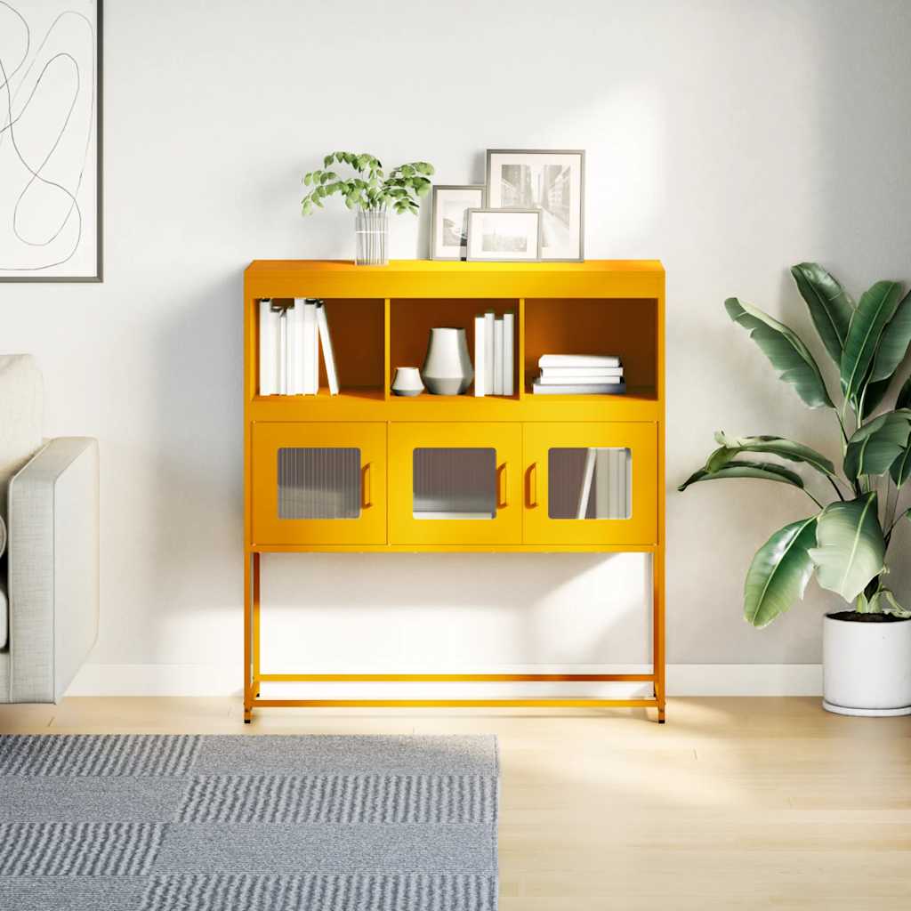 Aparador 100,5x39x107 cm aço laminado a frio amarelo mostarda