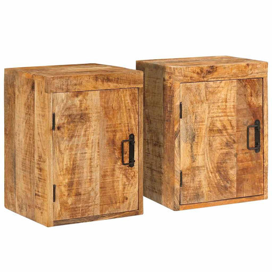 Mesa-de-cabeceira 2 pcs Castanho Madeira de manga maciça