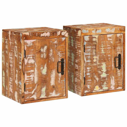 Mesa-de-cabeceira 2 pcs Castanho Madeira Sólida Reclamada