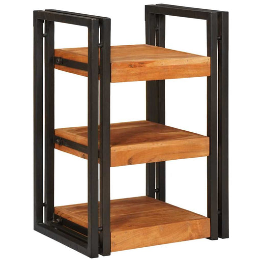 Mesa-de-cabeceira Castanho e preto Madeira Sólida de Acácia