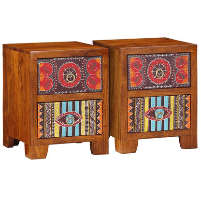 Armário de cabeceira 2 pcs 35x35x45 cm acácia de madeira maciça