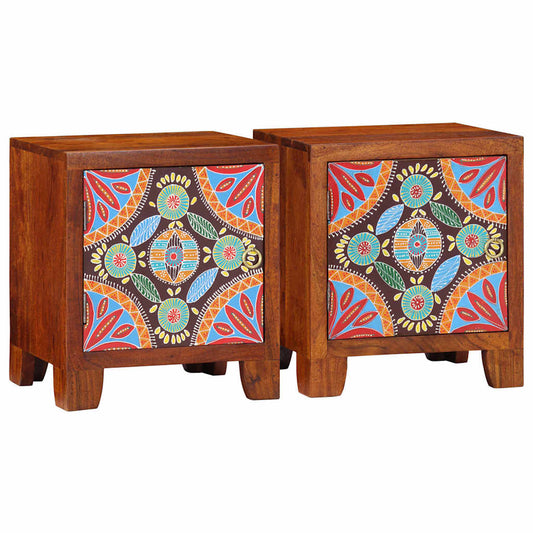 Armário de cabeceira 2 pcs 40x30x45 cm Acácia de madeira maciça