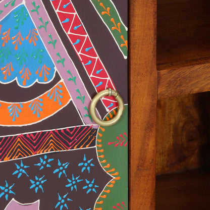 Aparador multicor 90x35x60 cm madeira de acácia maciça