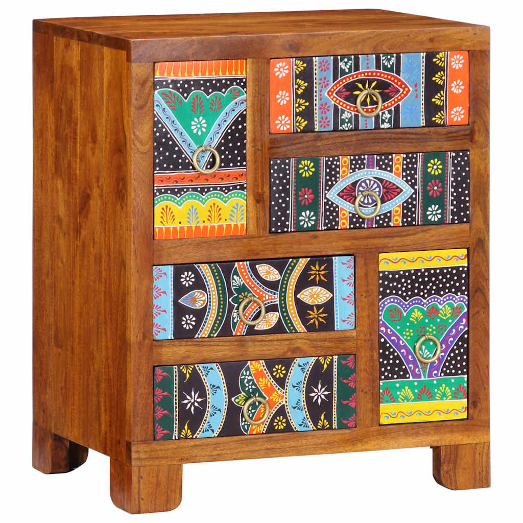 Aparador multicor 50x35x60 cm madeira de acácia maciça