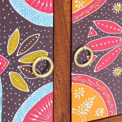 Móvel de TV multicor de madeira de acácia maciça 110x30x40 cm