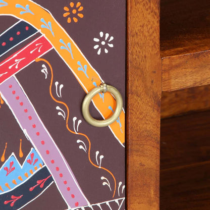 Móvel de TV multicor de madeira de acácia maciça 90x30x45 cm