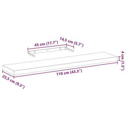 Prateleiras flutuantes 2 pcs 110x23,5x4 cm derivados de madeira