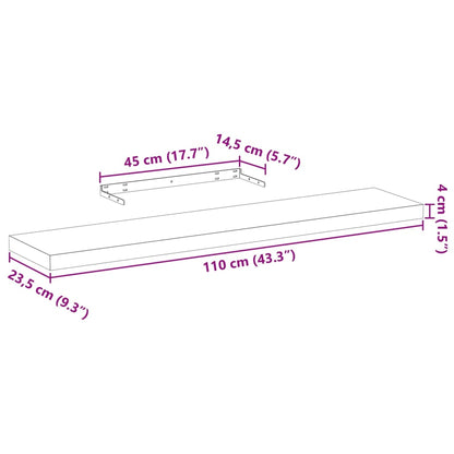 Prateleiras flutuantes 4 pcs 110x23,5x4 cm derivados de madeira