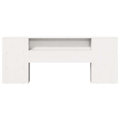 Cabeceira com arrumação 200 cm madeira de pinho maciça branco