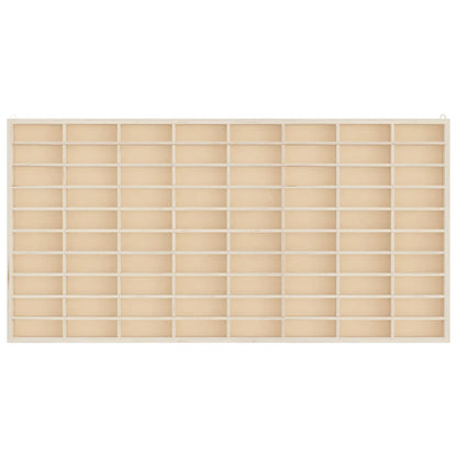 Vitrine de colecionador de madeira com 80 compartimentos 80x4,5x40,5cm