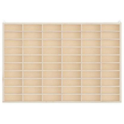 Vitrine de colecionador de madeira com 60 compartimentos 60x4,5x40,5cm