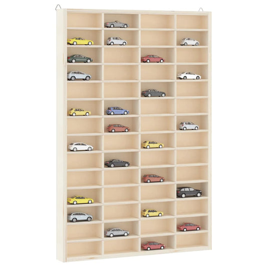 Vitrine de colecionador de madeira com 56 compartimentos 40x4,5x60cm