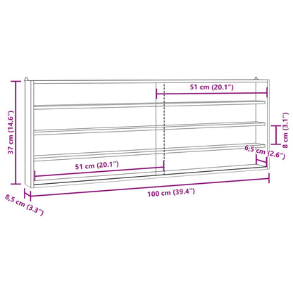 Vitrine de colecionador de madeira com portas 100x8,5x37 cm