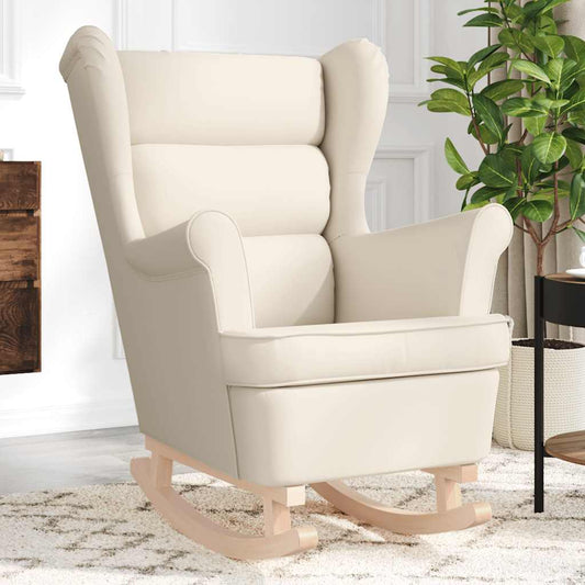 Cadeira de baloiço tecido de linho branco