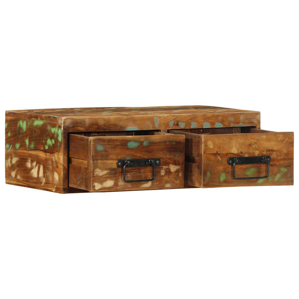 Armário de TV para parede de madeira recuperada maciça 60x30x19 cm