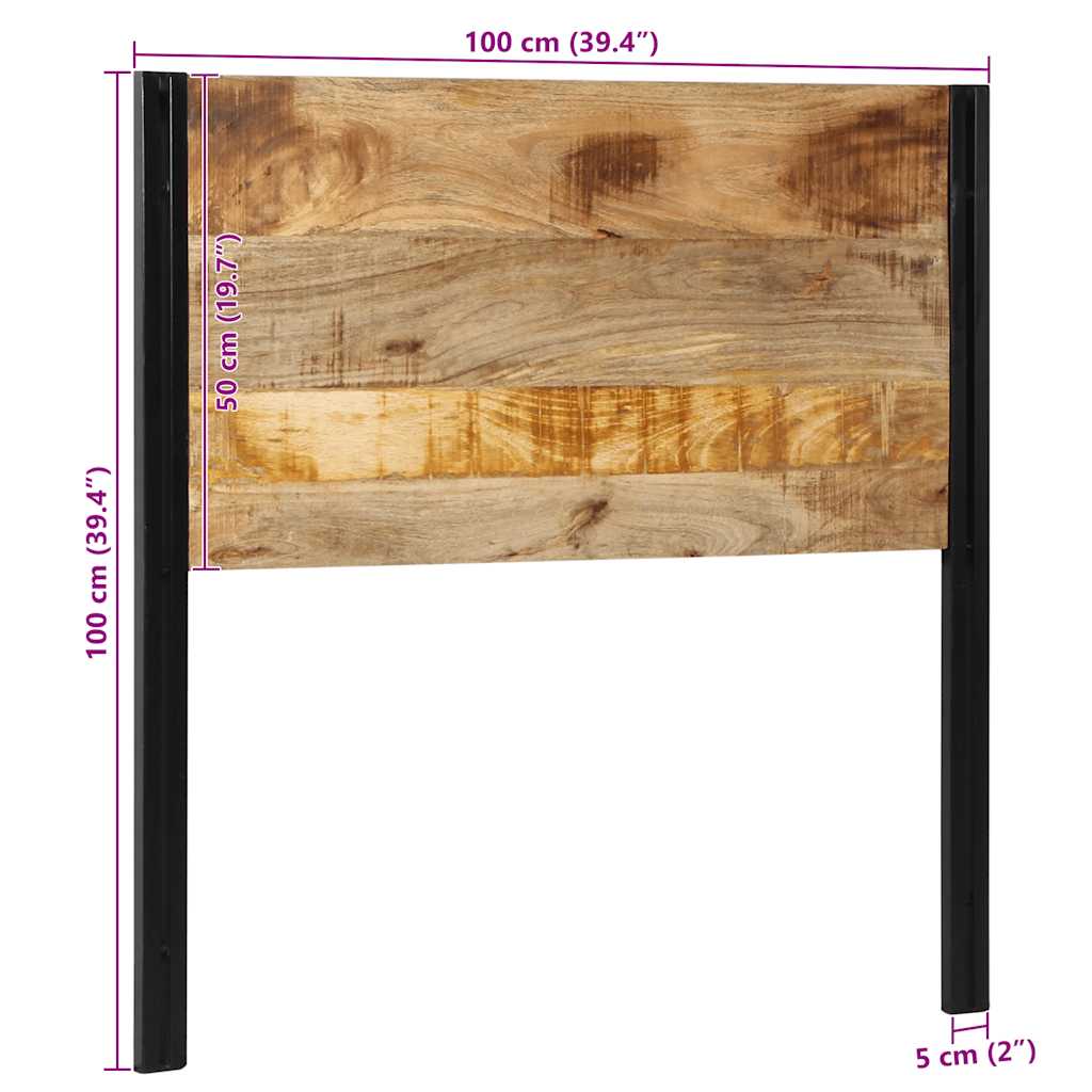 Cabeceira de cama 100 cm madeira de mangueira maciça e ferro