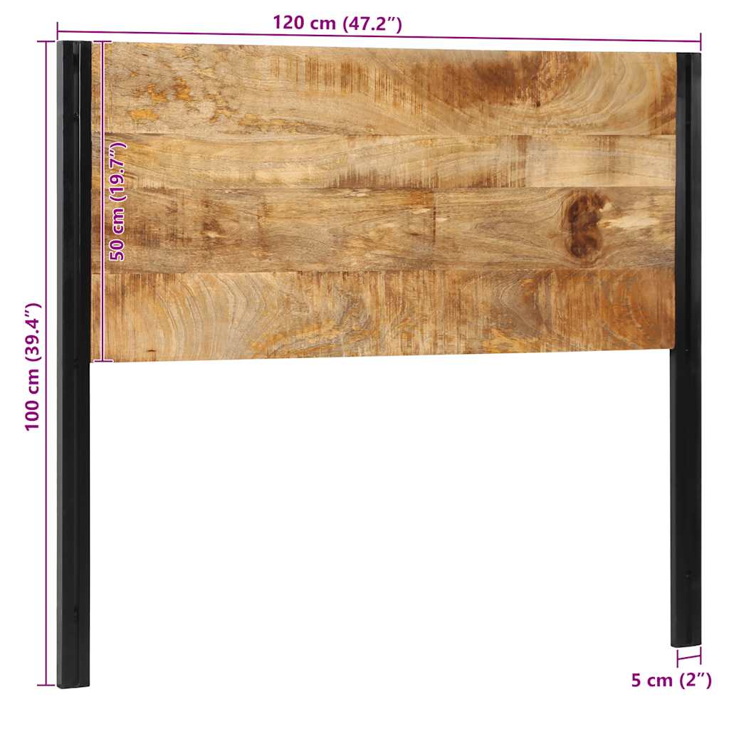Cabeceira de cama 120 cm madeira de mangueira maciça e ferro