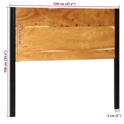 Cabeceira de cama 120 cm madeira de acácia maciça/ferro