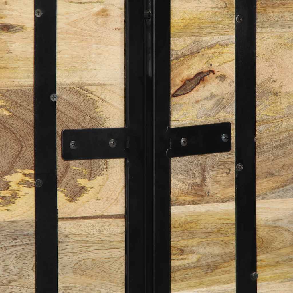 Cabeceira de cama 140 cm madeira de mangueira maciça e ferro