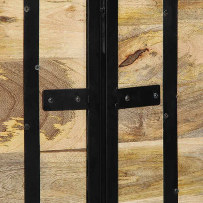 Cabeceira de cama 140 cm madeira de mangueira maciça e ferro