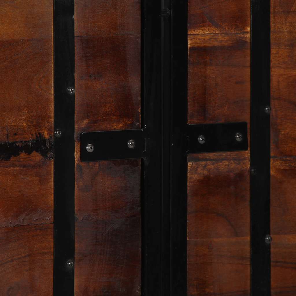 Cabeceira de cama 140 cm madeira recuperada maciça/ferro