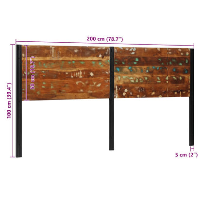 Cabeceira de cama 200 cm madeira recuperada maciça/ferro
