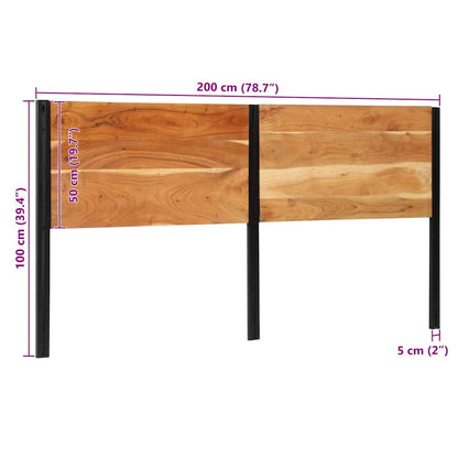 Cabeceira de cama 200 cm madeira de acácia maciça/ferro