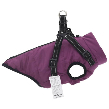 casaco para cães com arnês impermeável reflexivo roxo L40