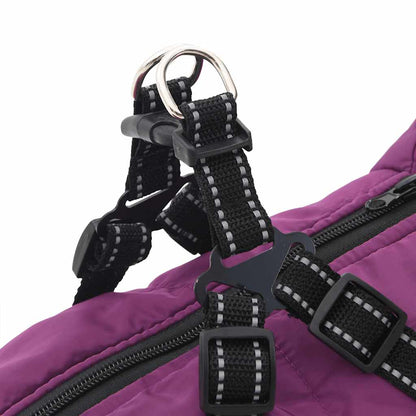 casaco para cães com arnês impermeável reflexivo roxo L44