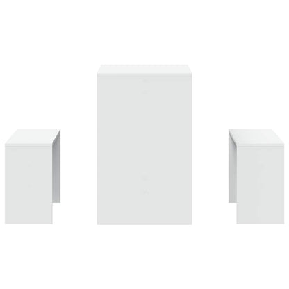 3 pcs conj. mesa de jantar e banco derivados de madeira branco