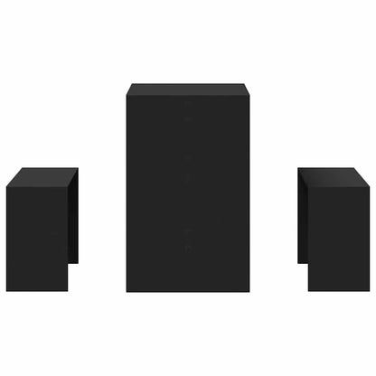 3 pcs conj. mesa de jantar e banco derivados de madeira preto