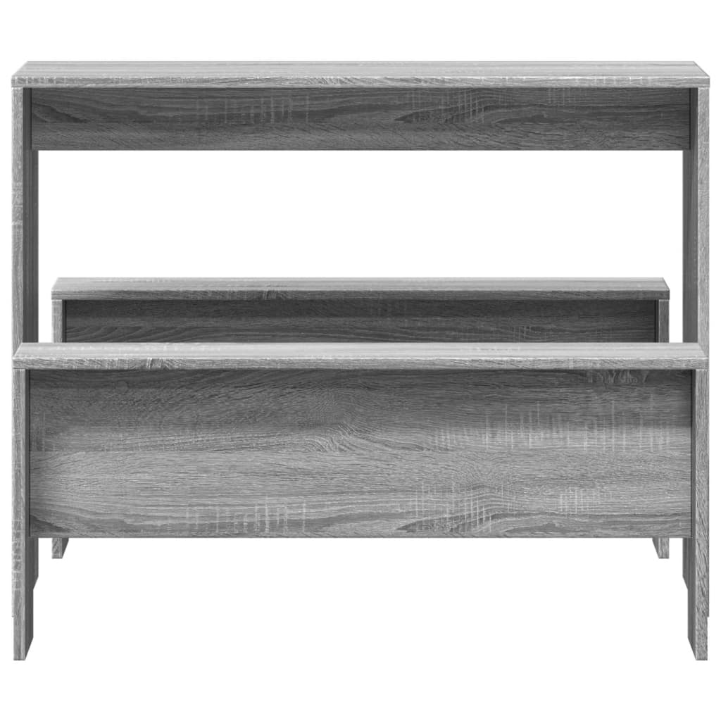 3 pcs conj. mesa jantar e banco deriv. madeira cinzento sonoma