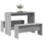 3 pcs conj. mesa jantar e banco deriv. madeira cinzento sonoma