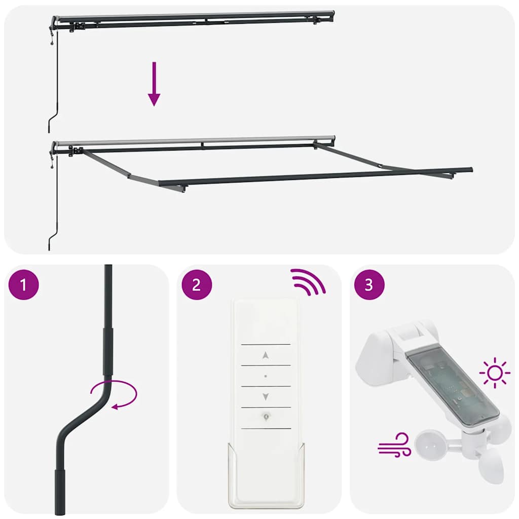 Toldo retrátil automático 300x250 cm castanho