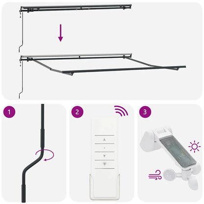 Toldo retrátil automático 300x250 cm castanho