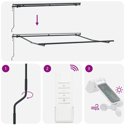 Toldo retrátil automático 300x250 cm antracite e branco