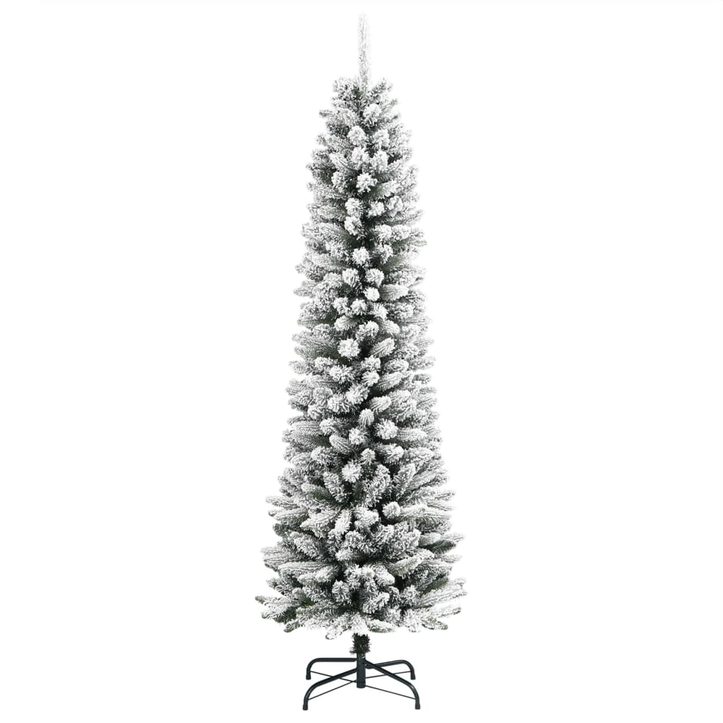 Árvore de Natal artificial fina com neve PVC e PE 120 cm