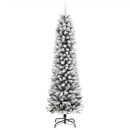 Árvore de Natal artificial fina com neve PVC e PE 120 cm