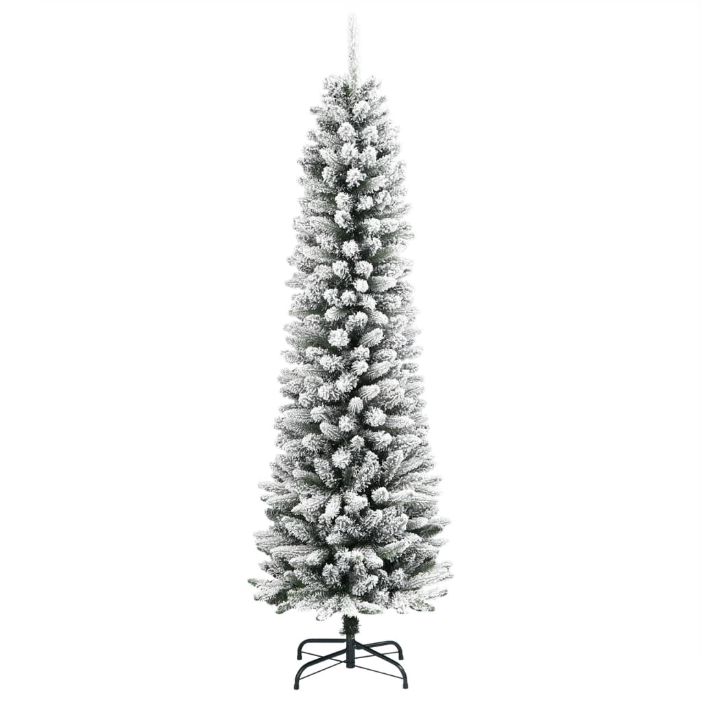 Árvore de Natal artificial fina com neve PVC e PE 180 cm
