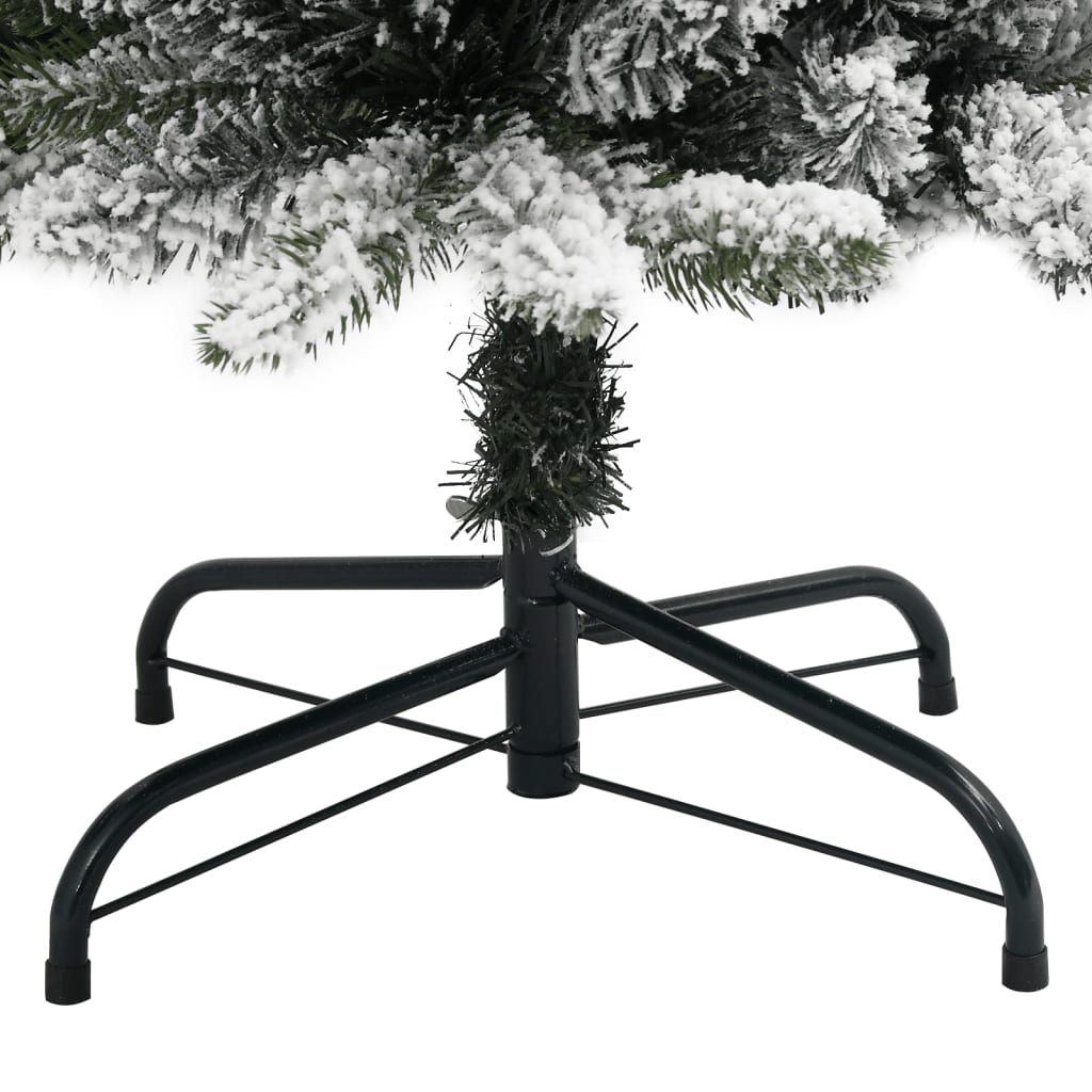 Árvore de Natal artificial fina com neve PVC e PE 210 cm