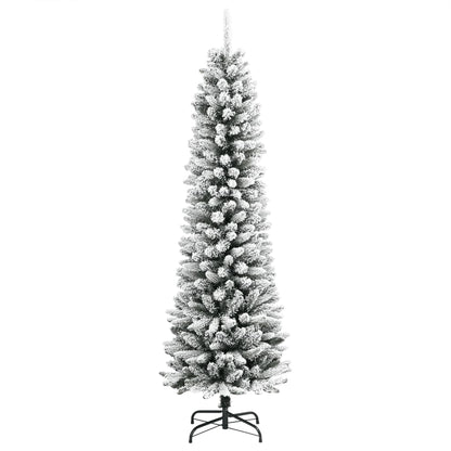Árvore de Natal artificial fina com neve PVC e PE 240 cm